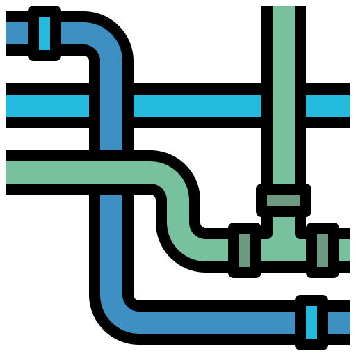 Een icon die data pipelines symboliseert als water pijpleidingen